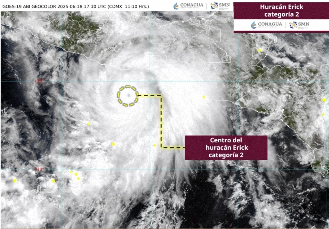 ‘Erick’ se intensifica a huracán categoría 2