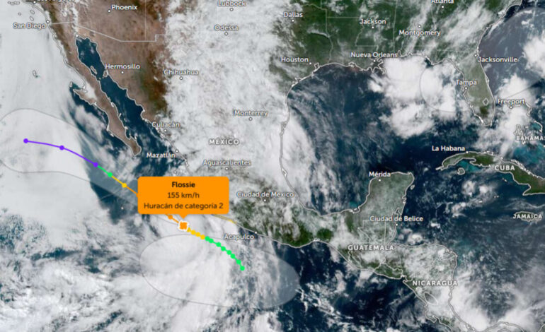Huracán Flossie se intensifica a categoría 2; alertan por lluvias y vientos fuertes